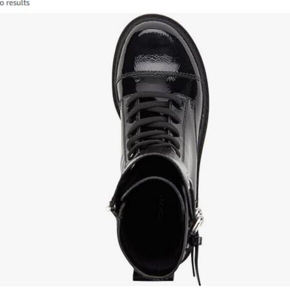 NEW DKNY Womens Bootie Combat Boots Moto Boots Patent Leather Black BART 6.5 - Picture 3 of 16